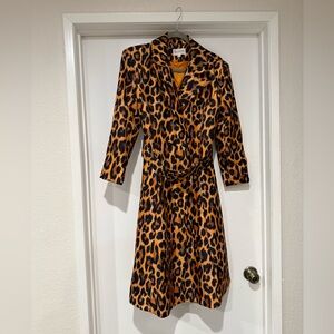 Leopard Print Women's Coat with Belt
